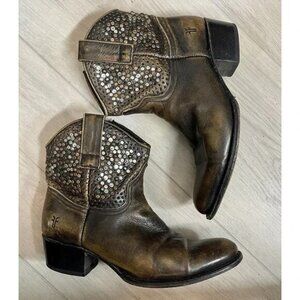 Frye Deborah Deco Distressed Studded Short Boot 11